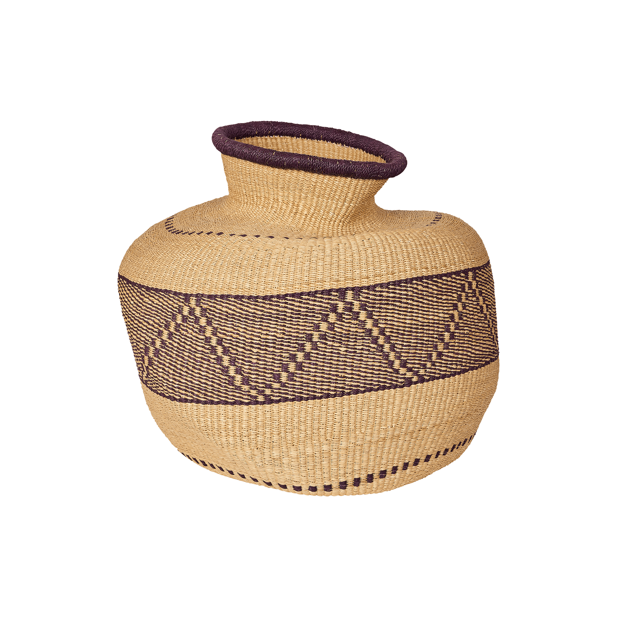 AWB-001 African Woven Basket Purple Weave