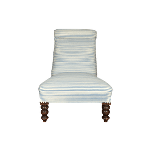 ASC-001B Armless slipper chair with bobble front legs in Horizon Stripe Blue Fabric