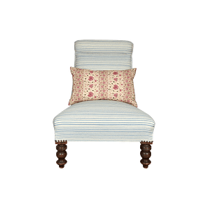 ASC-001C Armless slipper chair with bobble front legs in Horizon Stripe Blue Fabric
