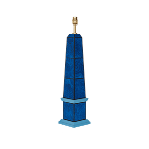 LAM-018B Handpainted Malachite Obelisk Lamp in Blue