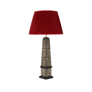 LAM-019 Handpainted Malachite Obelisk Lamp in Brown