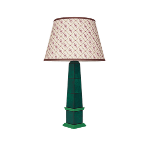 LAM-021 Handpainted Malachite Obelisk Lamp in Green