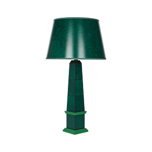 LAM-021B Handpainted Malachite Obelisk Lamp in Green