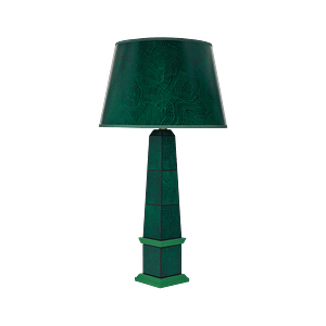 LAM-021C Handpainted Malachite Obelisk Lamp in Green