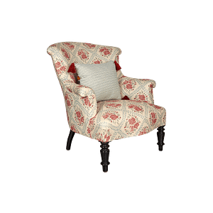 SASC-001 Scroll arm slipper chair in Rose Trellis fabric - no skirt