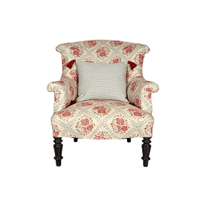 SASC-001D Scroll arm slipper chair in Rose Trellis fabric - no skirt