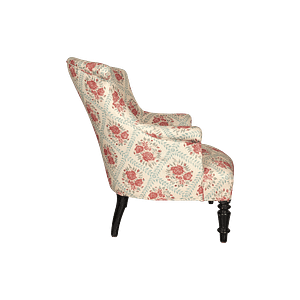 SASC-001E Scroll arm slipper chair in Rose Trellis fabric - no skirt