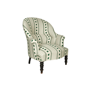 SASC-003 Scroll arm slipper chair in Alfie Stripe Green fabric