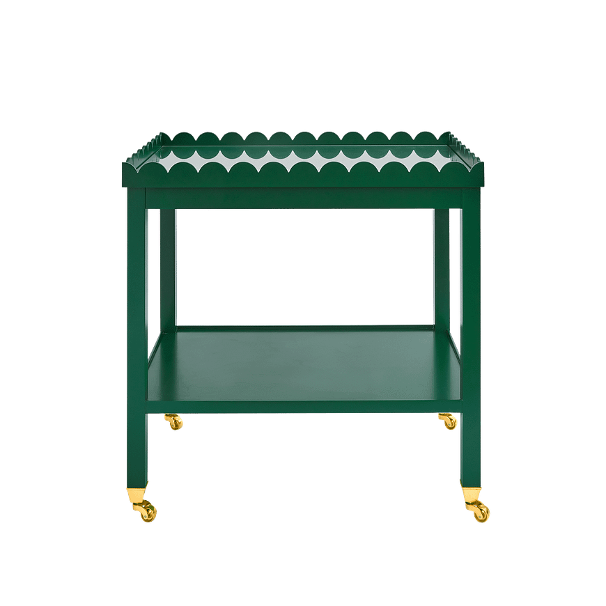 Painted Scalloped Drinks Trolley with Bar Handles