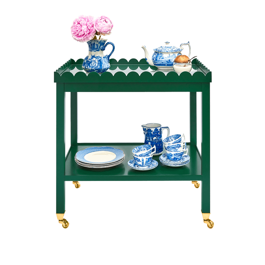 Painted Scalloped Drinks Trolley with Bar Handles