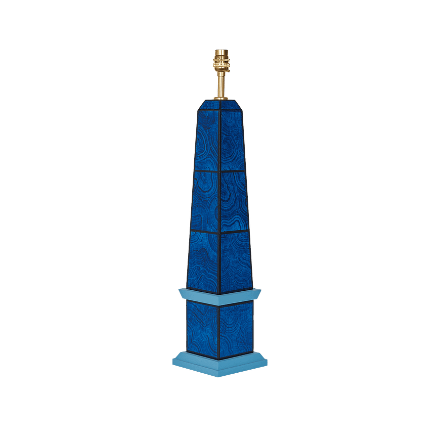 Handpainted malachite obelisk lamp in blue