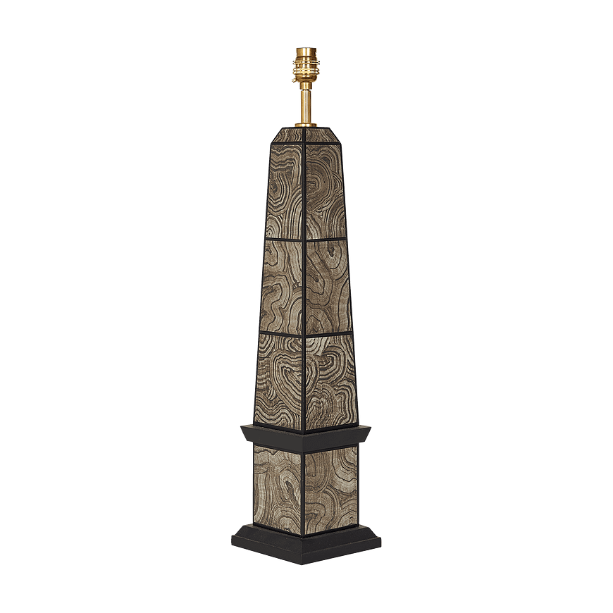 Handpainted malachite obelisk lamp in grey malachite