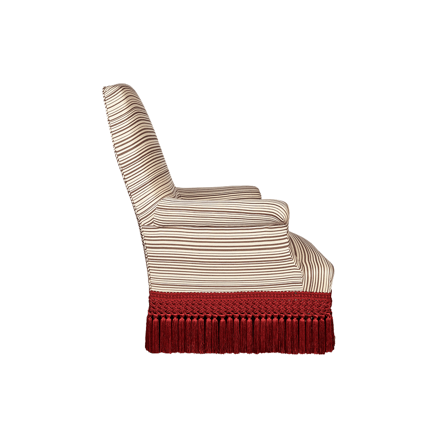 Straight back scroll arm slipper chair