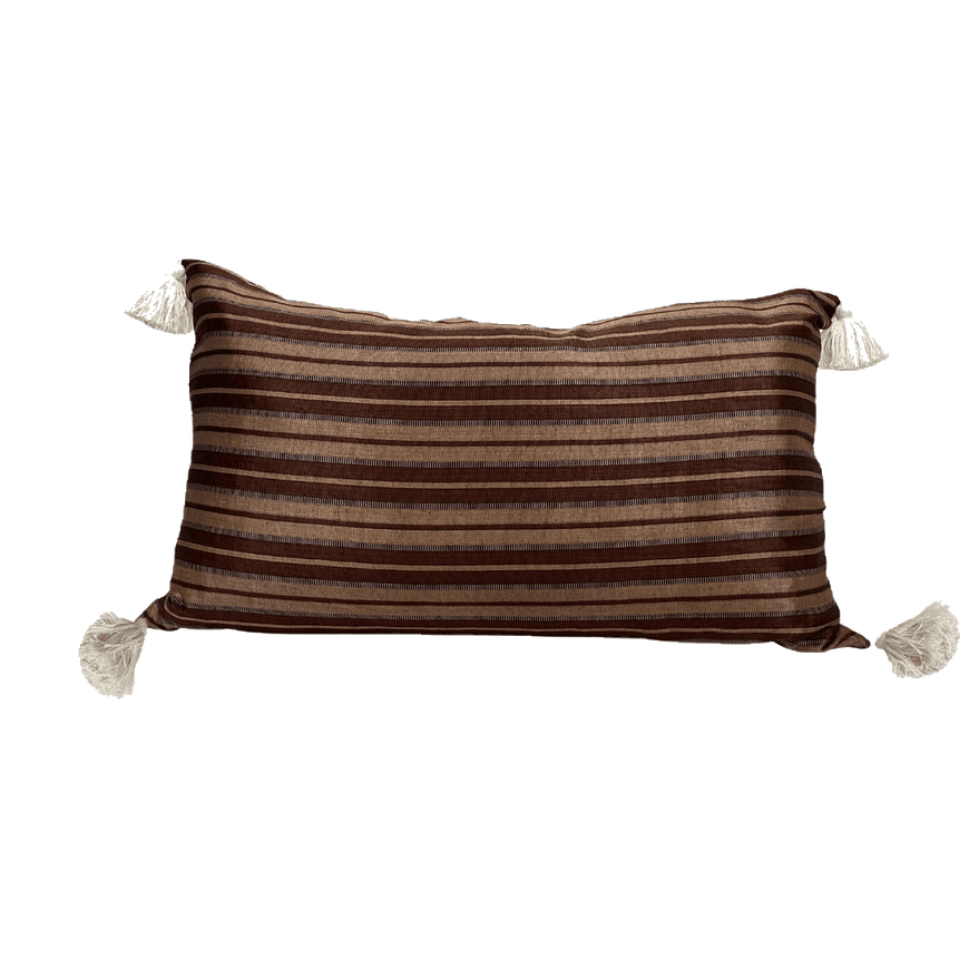 Brown Striped Silk Cushion